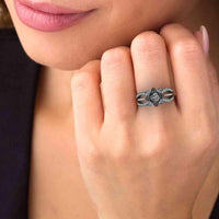 Flower Rope Style Round Cut Sterling Silver Rose Ring - JBR Jeweler