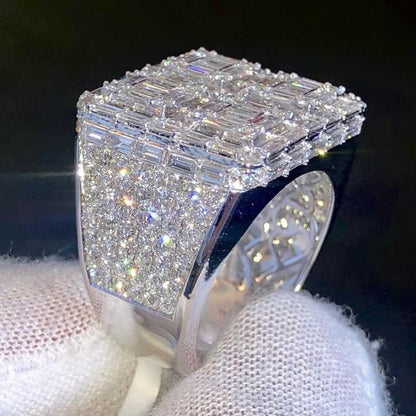 Full Ice out Baguette Diamond Ring, Real VVS Moissanite Diamond Ring For Men, Custom Hip Hop Ring - JBR Jeweler