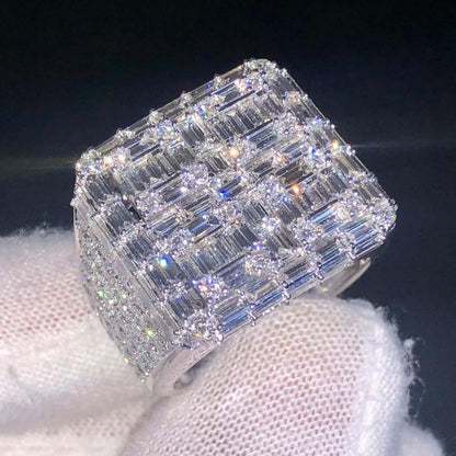 Full Ice out Baguette Diamond Ring, Real VVS Moissanite Diamond Ring For Men, Custom Hip Hop Ring - JBR Jeweler