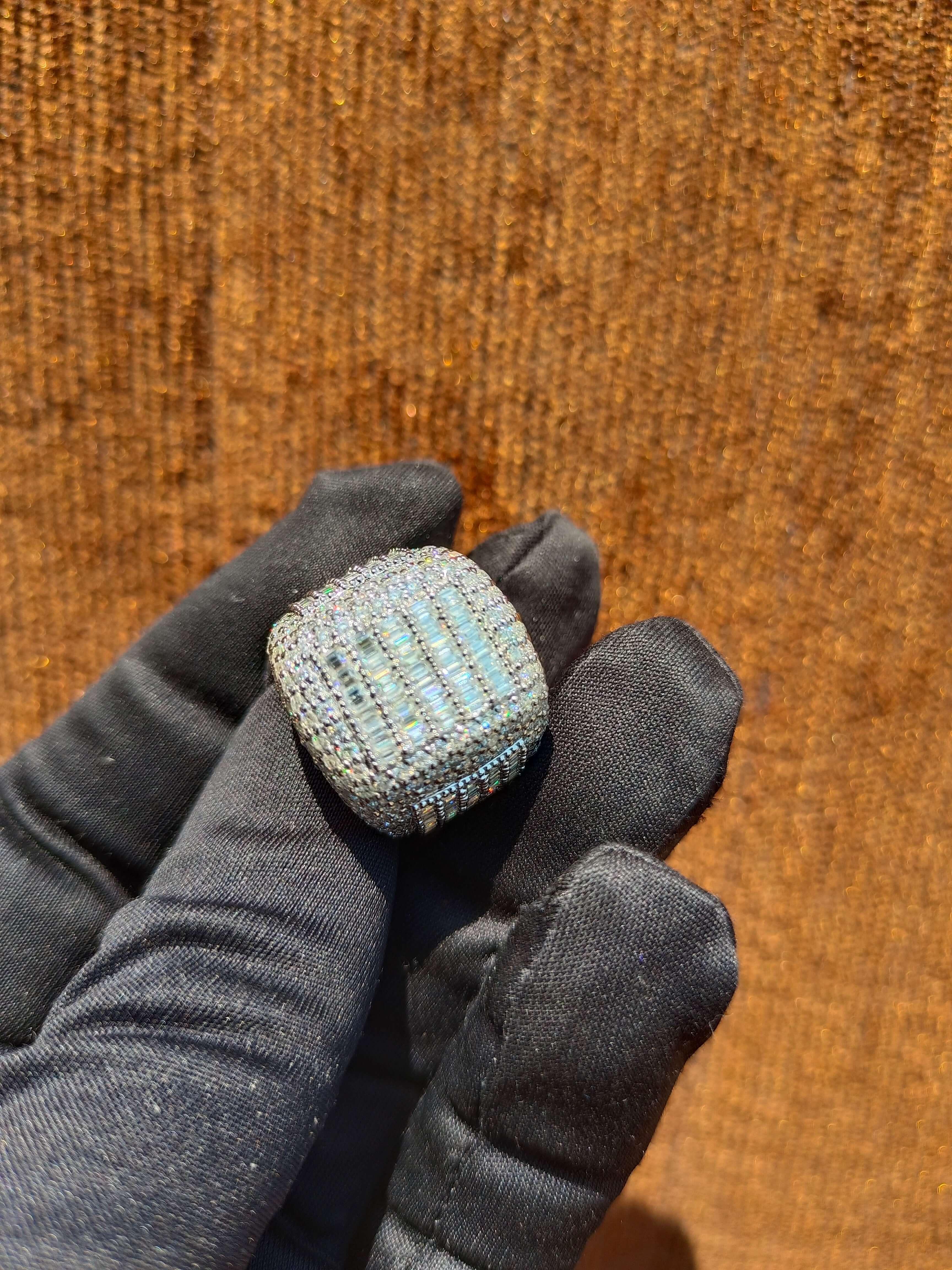 Full Ice out Baguette Moissanite Diamond Real VVS For Men's Custom Hip Hop Ring - JBR Jeweler