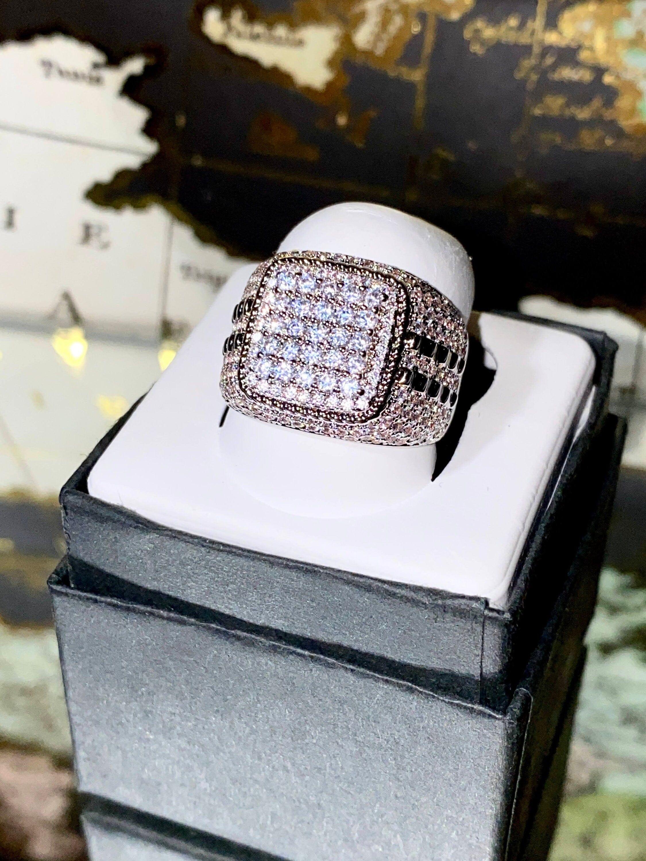 Full Ice out Moissanite Diamond Real VVS Men's Custom Hip Hop Designer Big Ring - JBR Jeweler