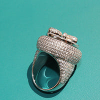 Full Iced Out Moissanite Custom Spinning Initial Bubble Letter Rotatable Party Ring - JBR Jeweler