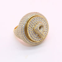 Full Iced Out Moissanite Custom Spinning Initial Bubble Letter Rotatable Party Ring - JBR Jeweler