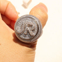 Full Iced Out Moissanite Custom Spinning Initial Bubble Letter Rotatable Party Ring - JBR Jeweler