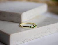 Gold Emerald Stackable 3 Stone Dainty Gemstone May Birthstone Minimalist Ring - JBR Jeweler