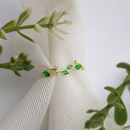 Gold Engagement Emerald Marquise Statement Emerald Dainty Gold Anniversary Ring - JBR Jeweler