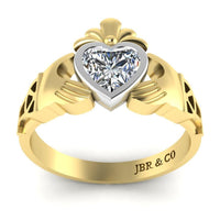 Heart Cut Bezel Set Sterling Silver Claddagh Ring - JBR Jeweler