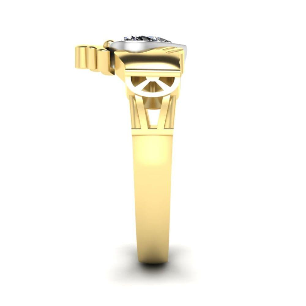 Heart Cut Bezel Set Sterling Silver Claddagh Ring - JBR Jeweler