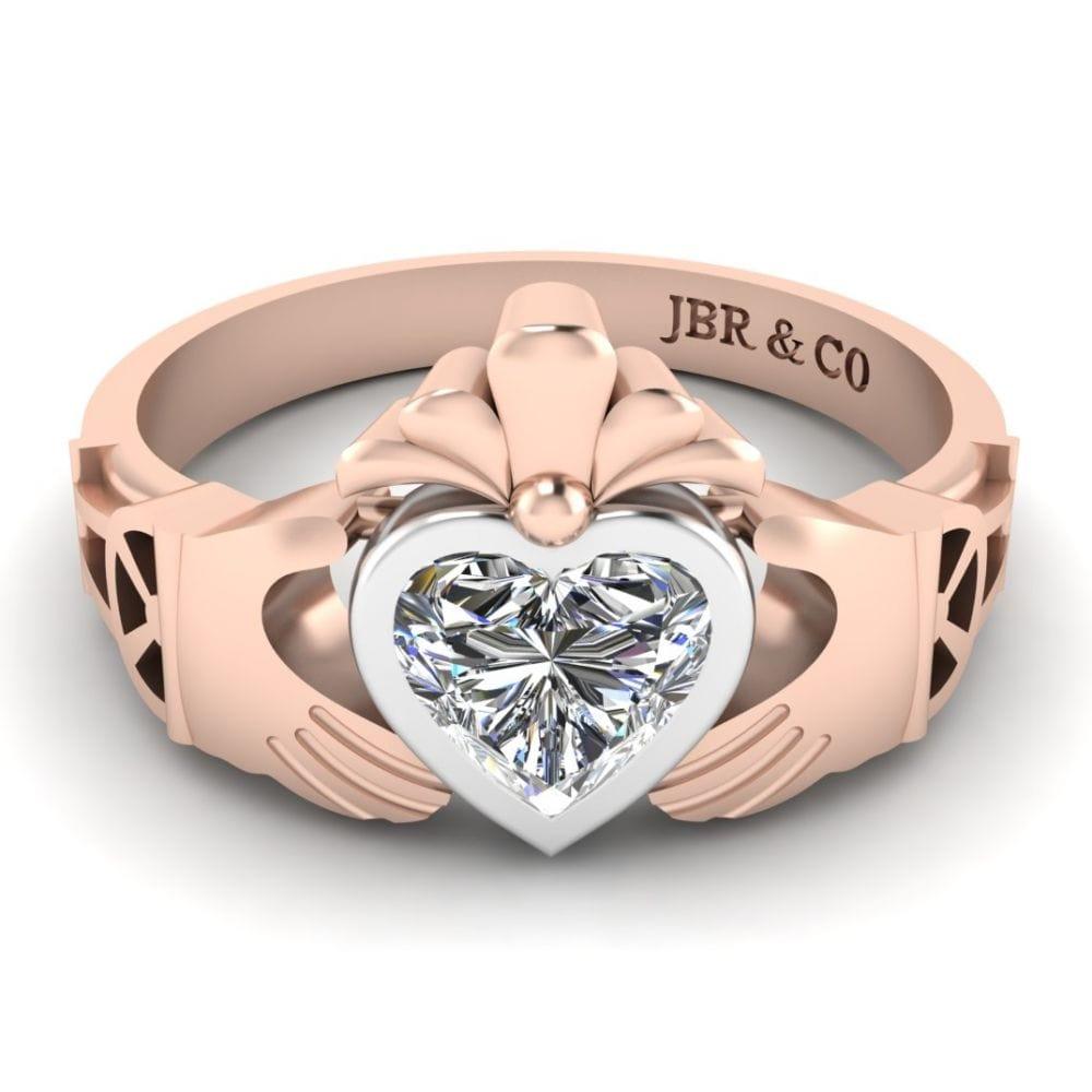 Heart Cut Bezel Set Sterling Silver Claddagh Ring - JBR Jeweler