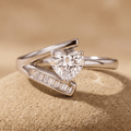 14K gold heart and baguette moissanite promise ring