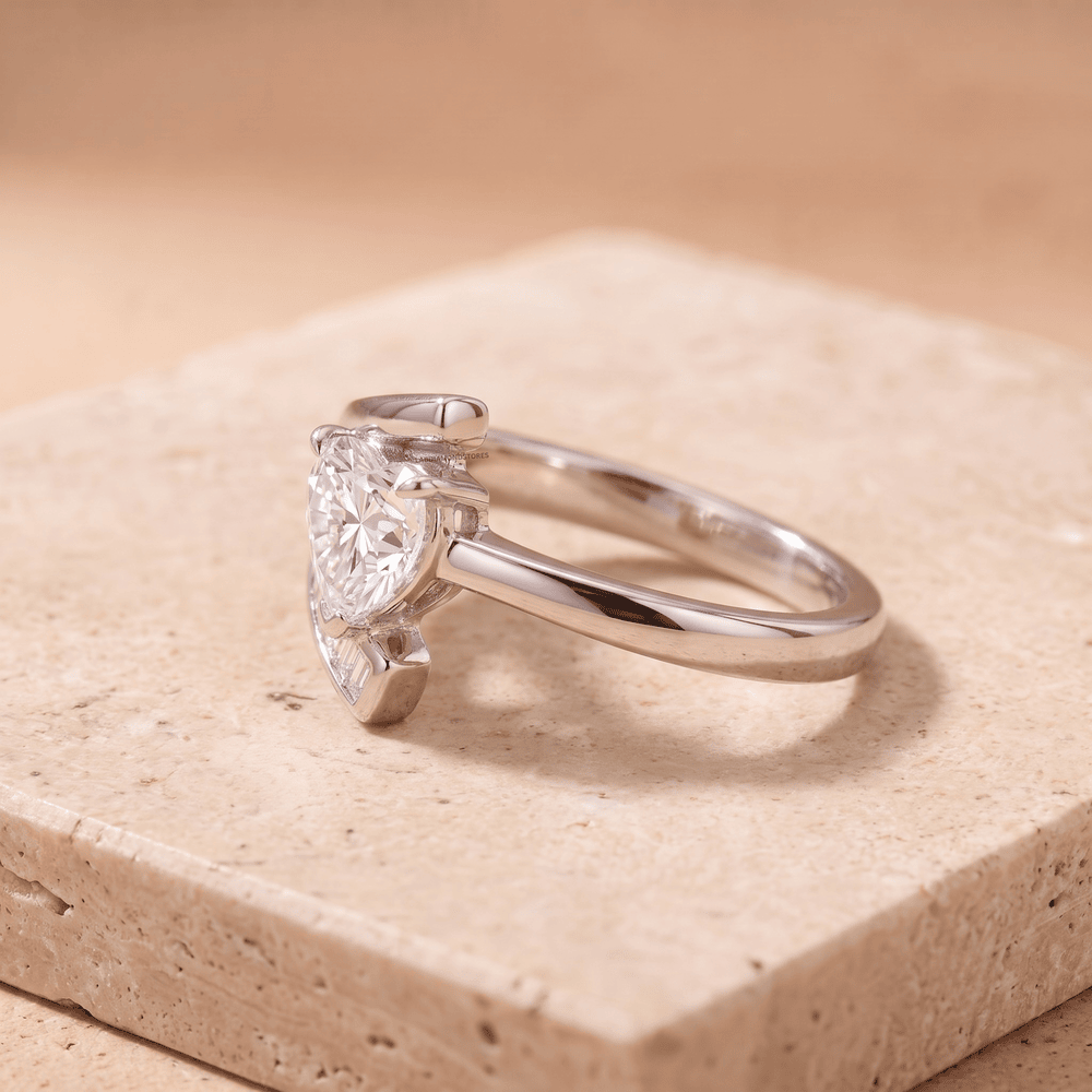 Unique heart shaped moissanite ring for women