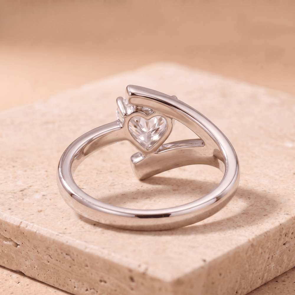 14K yellow gold heart shaped moissanite promise ring