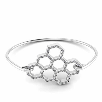 Honeycomb Bee Hive Sterling Silver Bangle Bracelet - JBR Jeweler