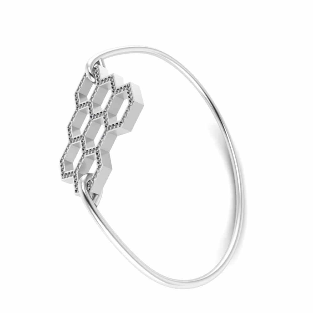Honeycomb Bee Hive Sterling Silver Bangle Bracelet - JBR Jeweler