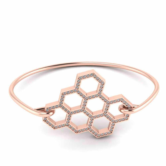 Honeycomb Bee Hive Sterling Silver Bangle Bracelet - JBR Jeweler