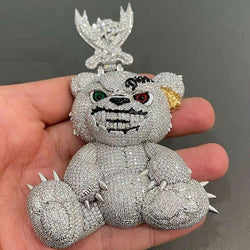 Ice Out Moissanite 3D Cartoon Bear Hip Hop Jewelry Pendant Pass Tester - JBR Jeweler