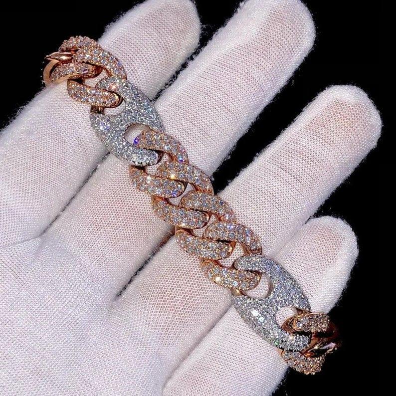 Men Cuban Link Bracelet Vvs Iced Out Cuban VVS Moissanite Diamond