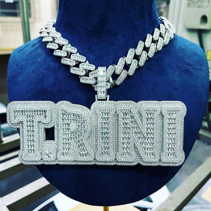 Iced Out Personalized Custom Name Baguette Moissanite Hip Hop Pendant - JBR Jeweler