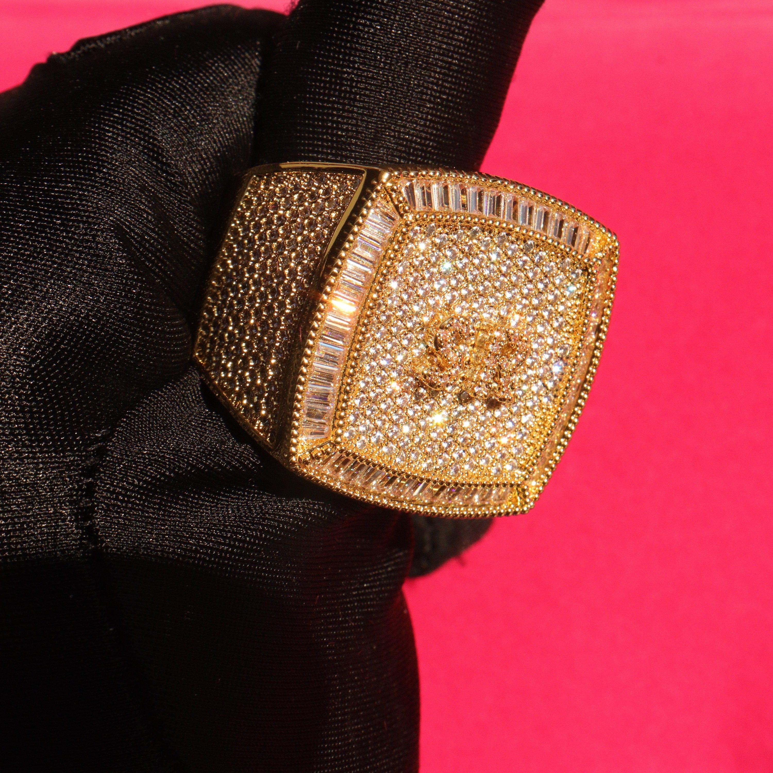 Iced Out Personalized VVS Clarity Men's Moissanite Initial Statement rapper Ring - JBR Jeweler