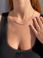 14k Solid Gold Round Cut Lab Diamond Paper Clip Chain Choker Necklace Gift for Anniversary - JBR Jeweler