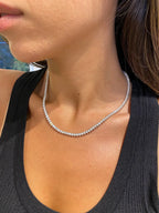 14k Gold Pave Set Round Cut Lab Grown Elongated Diamond Tennis Necklace Gift for Anniversary - JBR Jeweler