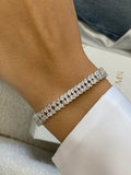 14k White Gold Sparkling Pear Cut Lab Grown Diamond Pave Set Stackable Bracelet - JBR Jeweler