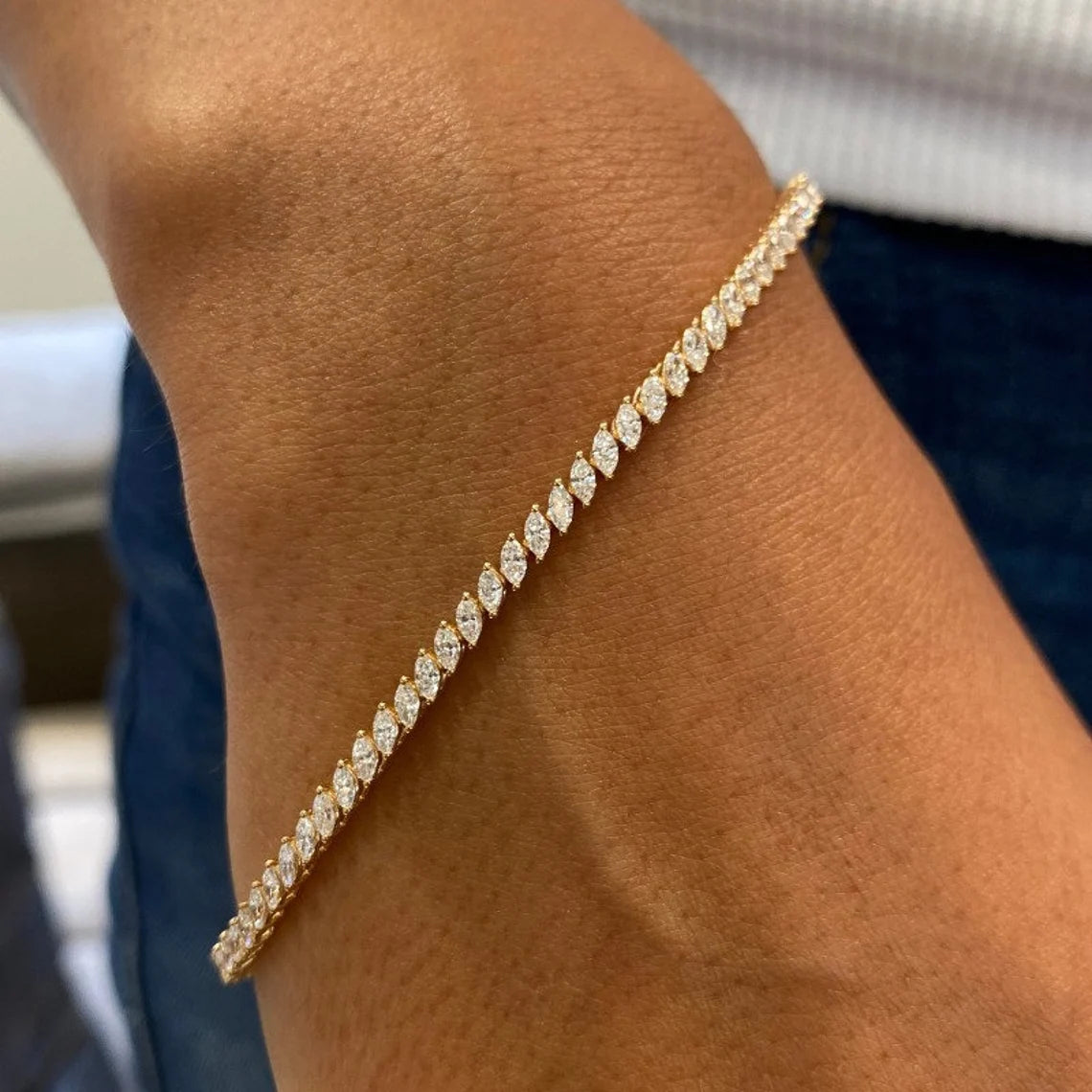 Bracelet de perles en forme de cœur en or 14 carats 