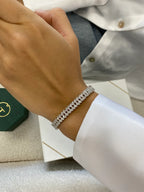 14k White Gold Sparkling Pear Cut Lab Grown Diamond Pave Set Stackable Bracelet - JBR Jeweler