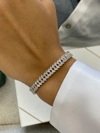 14k White Gold Sparkling Pear Cut Lab Grown Diamond Pave Set Stackable Bracelet - JBR Jeweler