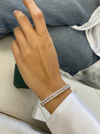 14k White Gold Sparkling Pear Cut Lab Grown Diamond Pave Set Stackable Bracelet - JBR Jeweler