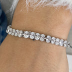 14k White Gold Oval Shape Lab Grown Diamond Prong Set Tennis Bracelet, Bridal Jewelry - JBR Jeweler