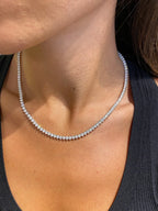 14k Gold Pave Set Round Cut Lab Grown Elongated Diamond Tennis Necklace Gift for Anniversary - JBR Jeweler