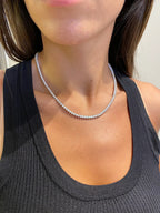 14k Gold 3 mm Lab Grown Round Cut 3 Prong Set Diamond Tennis Necklace Bridal Gift - JBR Jeweler
