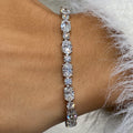 14k White Gold Oval and Round Cut Lab Grown Diamond Prong Setting Tennis Bracelet Bridal Jewelry - JBR Jeweler