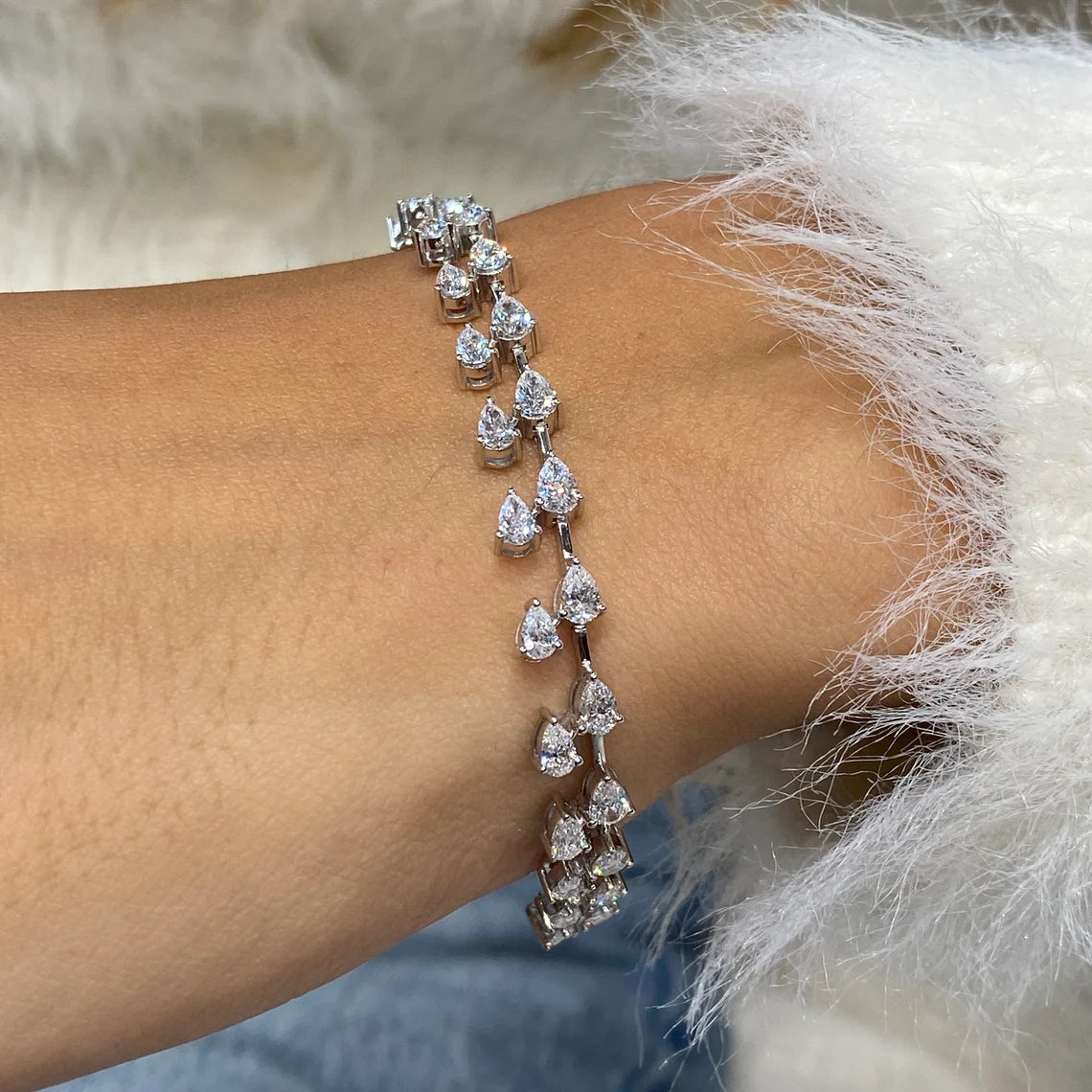 Bracelet de perles en forme de cœur en or 14 carats 