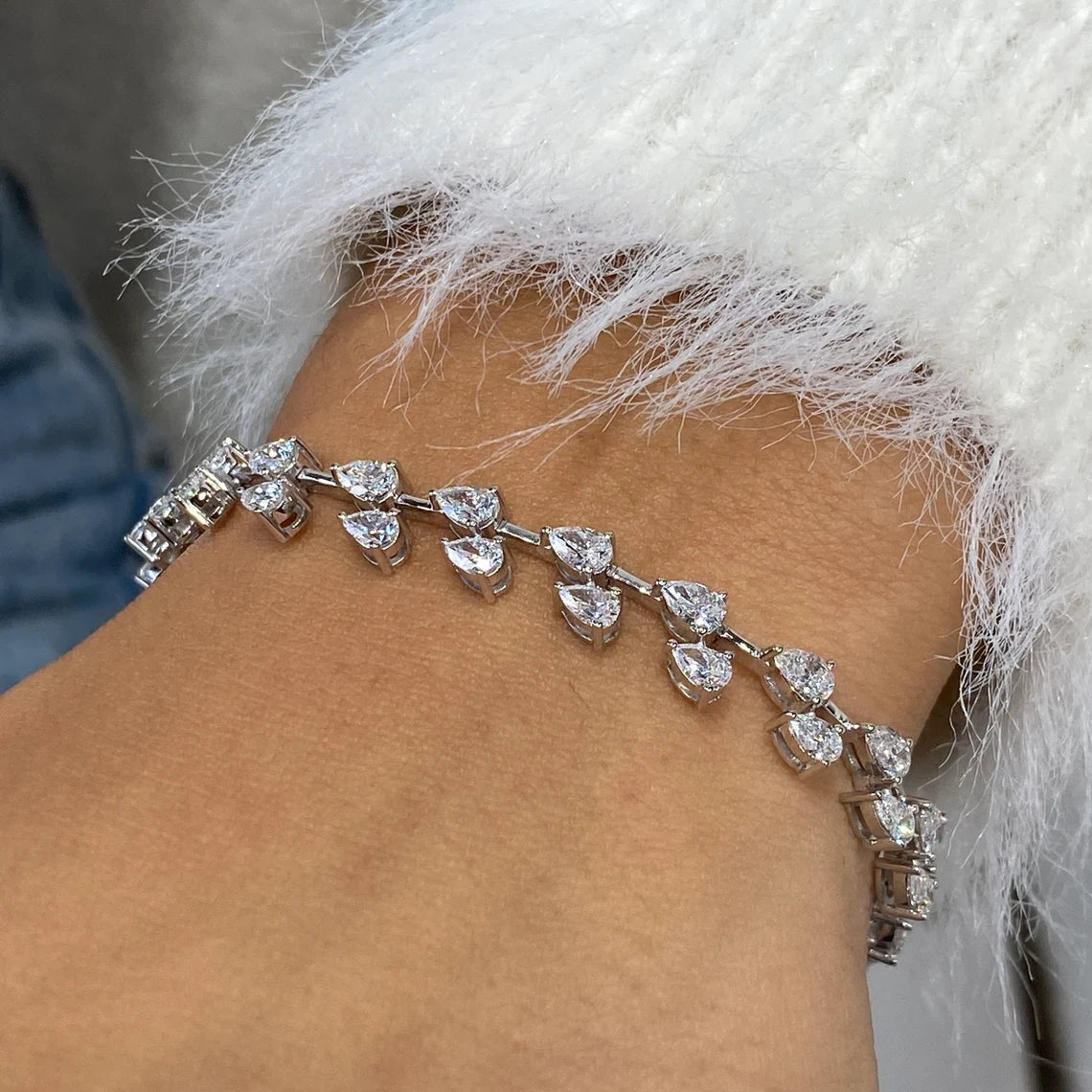 Bracelet de perles en forme de cœur en or 14 carats 