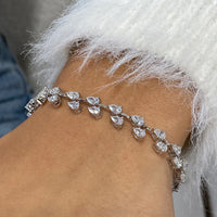 Bracelet de perles en forme de cœur en or 14 carats 