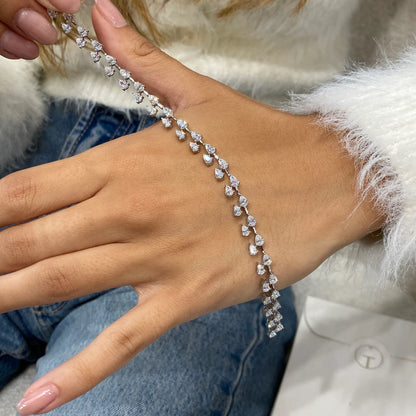 Bracelet de perles en forme de cœur en or 14 carats 