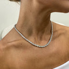 4 mm 14k Gold Prong Setting, Oval Cut, Lab Created Diamond Tennis Necklace, Bridal Jewelry - JBR Jeweler