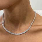 4 mm 14k Gold Prong Setting, Oval Cut, Lab Created Diamond Tennis Necklace, Bridal Jewelry - JBR Jeweler