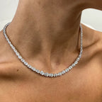 4 mm 14k Gold Prong Setting, Oval Cut, Lab Created Diamond Tennis Necklace, Bridal Jewelry - JBR Jeweler