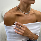 4 mm 14k Gold Prong Setting, Oval Cut, Lab Created Diamond Tennis Necklace, Bridal Jewelry - JBR Jeweler