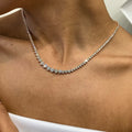 Solid 14k Rose Gold Round Cut, Lab grown Diamond  Prong Setting Tennis Necklace - JBR Jeweler