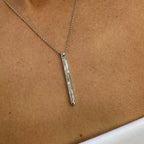 14k Solid Gold Bezel Setting, Baguette Cut Lab grown Diamond Bar Necklace , Bridal Jewelry - JBR Jeweler