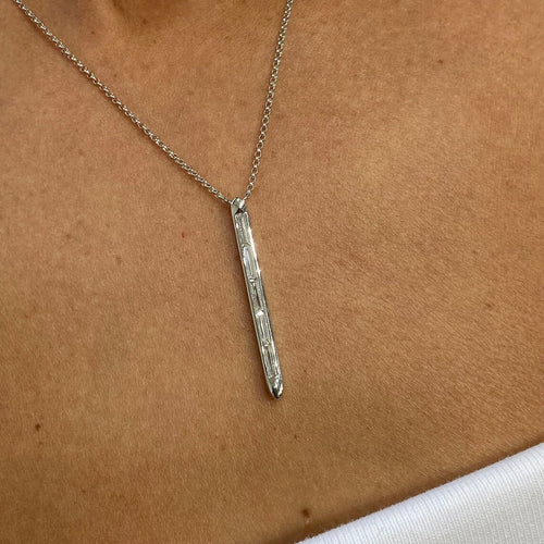 14k Solid Gold Bezel Setting, Baguette Cut Lab grown Diamond Bar Necklace , Bridal Jewelry - JBR Jeweler