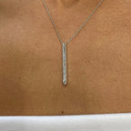 14k Solid Gold Bezel Setting, Baguette Cut Lab grown Diamond Bar Necklace , Bridal Jewelry - JBR Jeweler