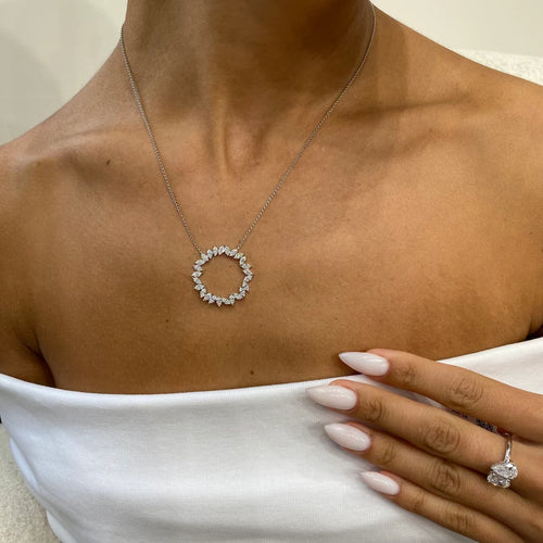 14k Solid Gold Marquise Cut Lab Grown Diamond Prong Setting Necklace, Gift for Anniversary - JBR Jeweler