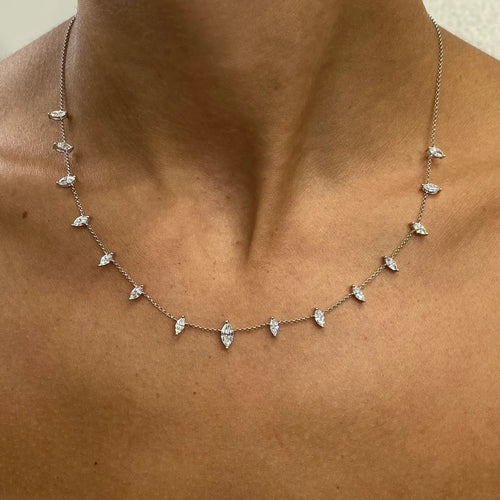 14k Gold, Prong Setting Marquise Cut Lab Grown Diamond Necklace, Gift for Anniversary - JBR Jeweler