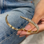 14k Yellow Gold Baguette Cut Lab Grown Diamond Bar Set Bangle Bracelet - JBR Jeweler