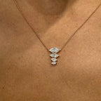 Solid 14k Rose Gold Prong Setting ,Marquise Cut Lab Grown Diamond Necklace, Gift for Anniversary - JBR Jeweler